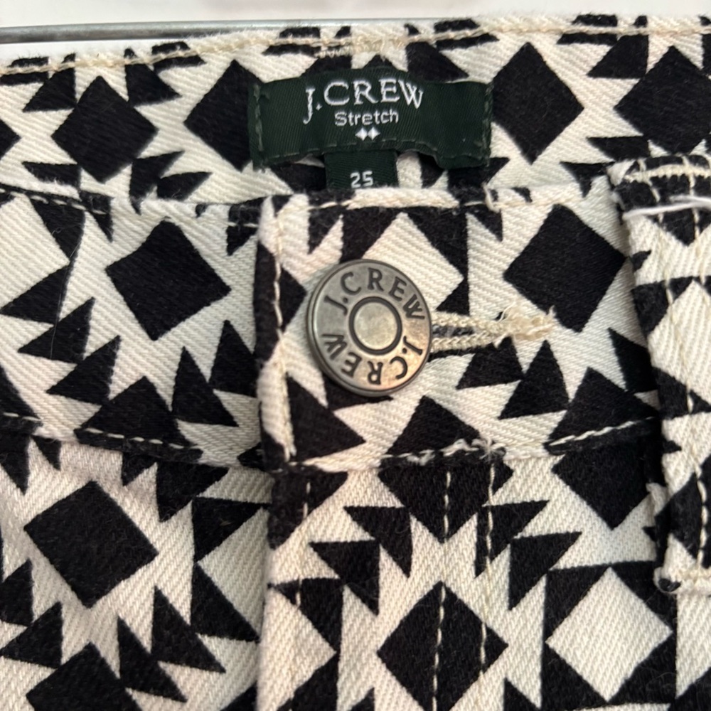 J. Crew Stretch B & W Geometric Print Jeans